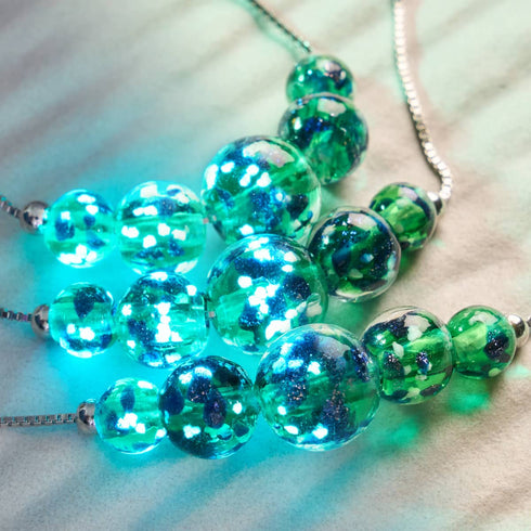 Collier avec fermoir infini en verre Firefly | Argent sterling 925 | Trèfle bleu